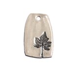 N42 - Pendentif Porcelaine Céramique Empreintes Nature Feuille 49mm Gris Beige Ecru - 8741140004252 