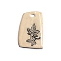 N43 - Pendentif Porcelaine Céramique Empreintes Nature Feuille 47mm Beige - 8741140004269 