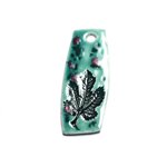 N36 - Pendentif Porcelaine Céramique Empreintes Nature Feuille 53mm Vert Turquoise - 8741140004191 