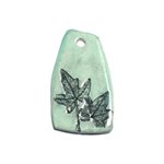 N38 - Pendentif Porcelaine Céramique Empreintes Nature Feuille 53mm Vert Turquoise - 8741140004214 