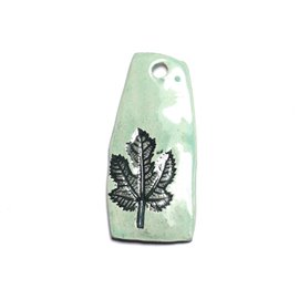 N39 - Colgante Porcelánico Cerámica Nature Prints Hoja 54mm Verde Turquesa - 8741140004221 