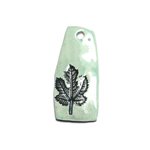 N39 - Pendentif Porcelaine Céramique Empreintes Nature Feuille 54mm Vert Turquoise - 8741140004221 