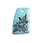 N46 - Pendentif Porcelaine Céramique Empreintes Nature Feuille 52mm Bleu Turquoise - 8741140004290 