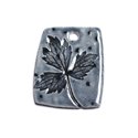 N49 - Pendentif Porcelaine Céramique Empreintes Nature Feuille 41mm Gris Bleu Anthracite - 8741140004320 