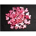 10pc - Perles Pendentifs Breloques Nacre Croix 12mm Rouge Rose Fuchsia - 8741140003446 