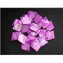 10pc - Perles Pendentifs Breloques Nacre Losanges 21mm Violet Rose Fuchsia - 8741140003538 