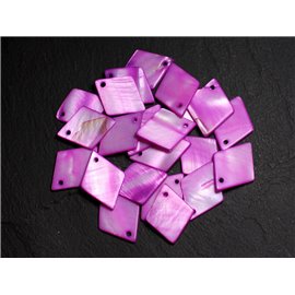 10pc - Pearls Pendants Charms Mother of Pearl Diamonds 21mm Purple Pink Fuchsia - 8741140003538 