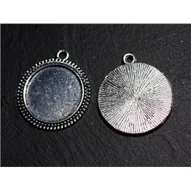 4pc - Silver plated Pendants Holders for 20mm Round Cabochons - 8741140003552 