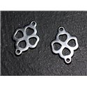 2pc - Connecteurs Pendentifs Boucles d'oreilles Acier inoxydable Trèfle 4 Feuilles 19mm - 8741140003590 