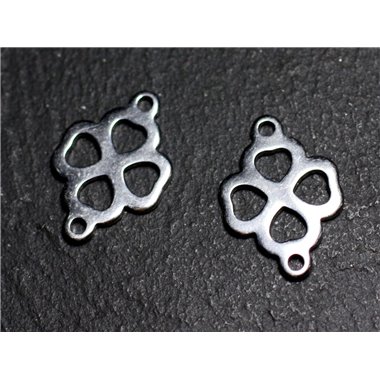 2pc - Connecteurs Pendentifs Boucles d'oreilles Acier inoxydable Trèfle 4 Feuilles 19mm - 8741140003590 