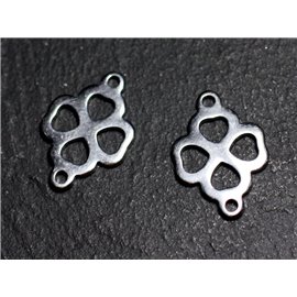 2pc - Conectores Colgantes Pendientes de Acero Inoxidable Trébol 4 Hojas 19mm - 8741140003590 