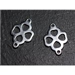 2pc - Connecteurs Pendentifs Boucles d'oreilles Acier inoxydable Trèfle 4 Feuilles 19mm - 8741140003590 