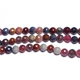 1pc - Perlina di pietra - Sfere sfaccettate in zaffiro naturale rubino 6 mm - 8741140003545 