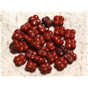 1pc - Perle Pierre Jaspe Rouge Trèfle Fleur 9-10mm rouge marron brique - 4558550014436