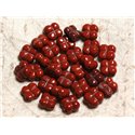 2pc - Perles de Pierre - Jaspe Rouge Trèfle Fleur 9-10mm   4558550014436