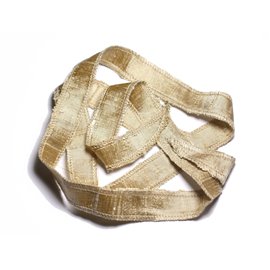Collana Nastro di Seta Selvatica Bourrette 85 x 2 cm Beige dorato SILK186 - 8741140003385 