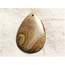 N1 - Anhänger aus Halbedelstein - Jaspislandschaft beige tropfen 50mm - 4558550089250 