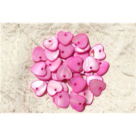10pc - Mother of Pearl Charms Pendants Hearts 11mm Pink 4558550019233 