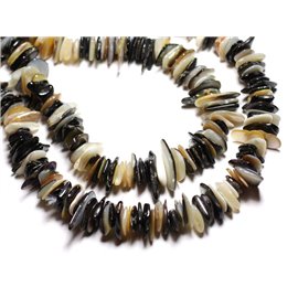 190pc approximately - Black and white mother-of-pearl chip pearls 8-20mm Rondelles - 4558550088215 