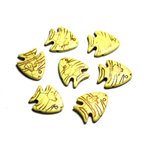 10pc - Perles de Pierre Turquoise synthèse - Poissons 26mm Jaune -  4558550088147 