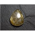 N55 - Cabochon Pierre - Quartz Rutile doré Goutte 22x18mm - 8741140002654 