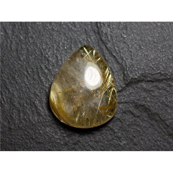 N55 - Cabochon Pierre - Quartz Rutile doré Goutte 22x18mm - 8741140002654 