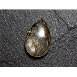N57 - Cabochon Stone - Golden Rutile Quartz Drop 25x16mm - 8741140002678 