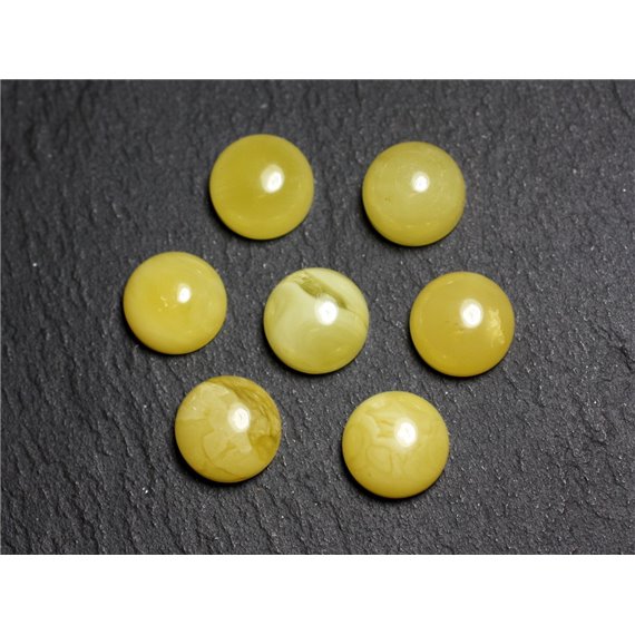 2pc - Cabochons Ambre naturelle Ronds 6mm jaune clair blanc - 8741140003125