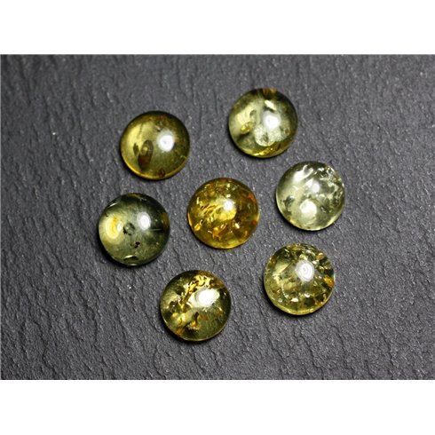 1pc - Cabochon Ambre naturelle Rond 8mm miel jaune clair - 8741140003194