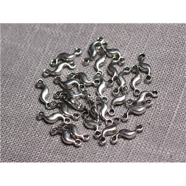 40pc - Connecteurs Pendentifs Boucles d'oreilles Métal Argenté Ondulé Flamme 12mm - 4558550095305 