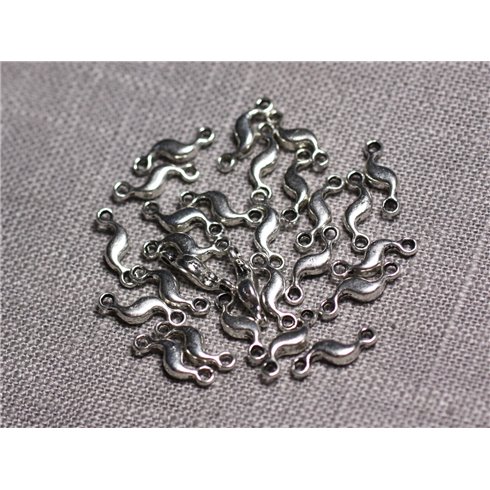 40pc - Connecteurs Pendentifs Boucles d'oreilles Métal Argenté Ondulé Flamme 12mm - 4558550095305 