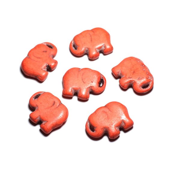 1pc - Grande Perle Pendentif en Pierre Turquoise synthèse - Elephant 40mm Orange -  4558550087867 