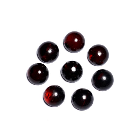 1pc - Cabochon Ambre naturelle Rond 8mm rouge noir - 8741140003217