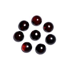 1pc - Piedra Cabujón Ámbar Natural Báltico Redondo 8mm Rojo Cereza Negro - 7427039738552