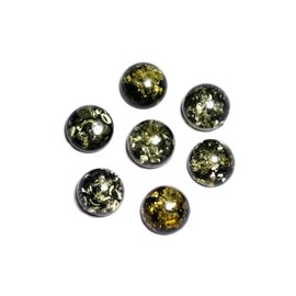 1Stk - Cabochon Naturbernstein Rund 10mm Grün Schwarz Gelb - 8741140003262