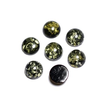 1pc - Cabochon Ambre verte naturelle Rond 10mm - 8741140003262 