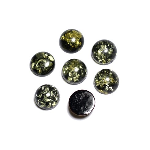 1pc - Cabochon Ambre verte naturelle Rond 10mm - 8741140003262