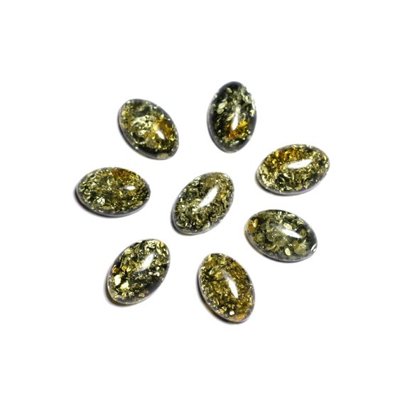 1pc - Cabochon Ambre verte naturelle Ovale 12x8mm - 8741140003293 