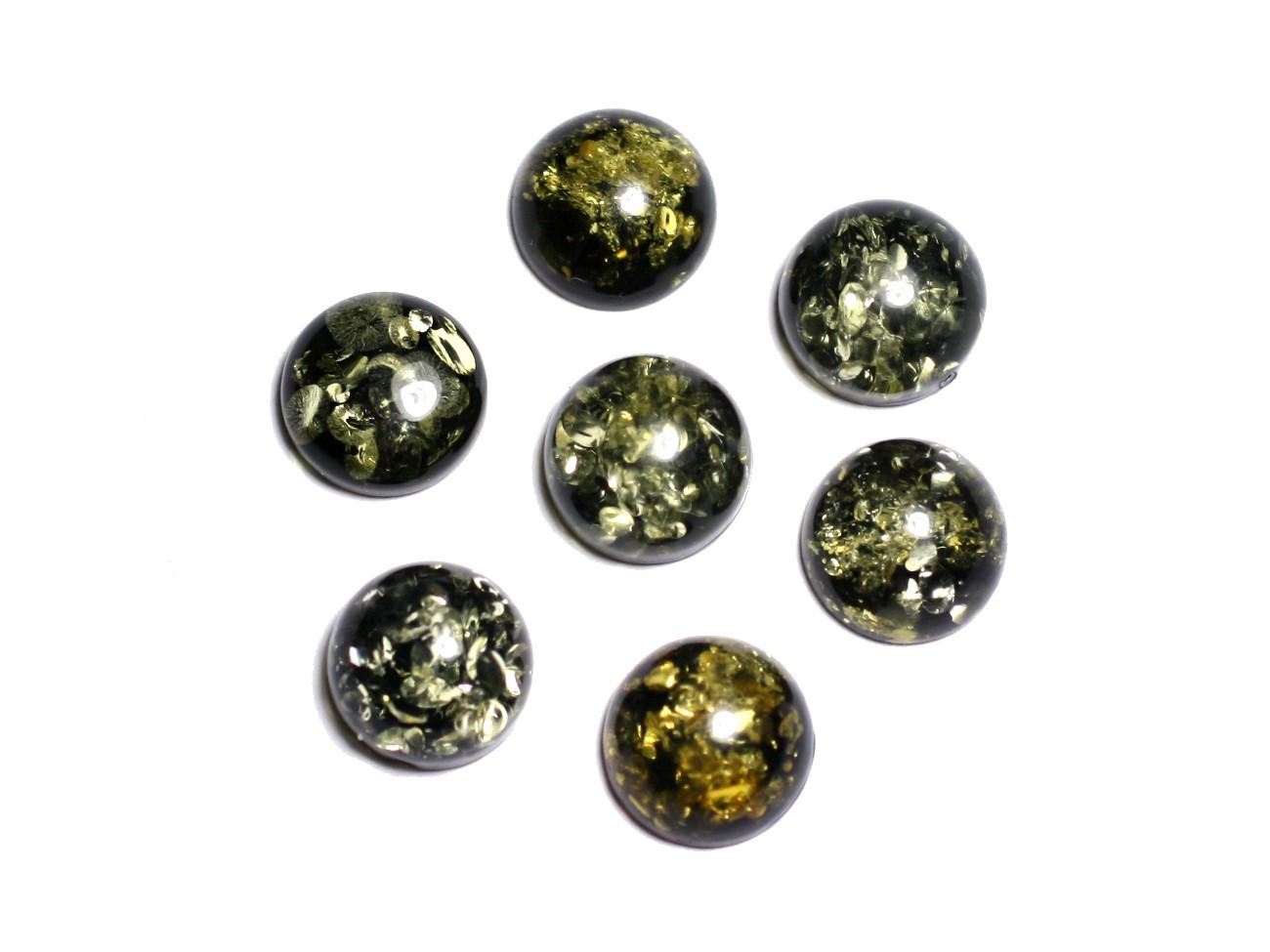 1pc - Cabochon Ambre verte naturelle Rond 8mm - 8741140003224 