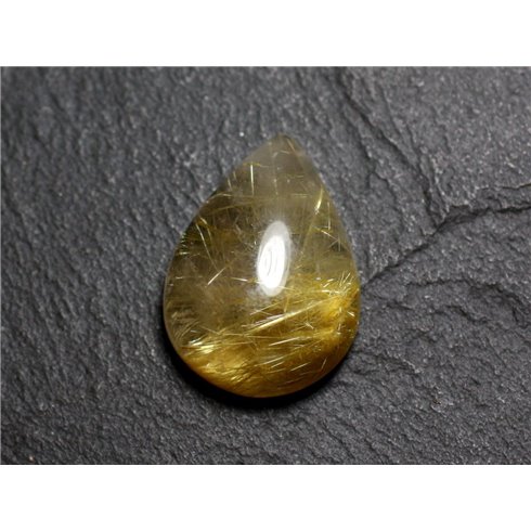 N53 - Cabochon Pierre - Quartz Rutile doré Goutte 23x17mm - 8741140002630 