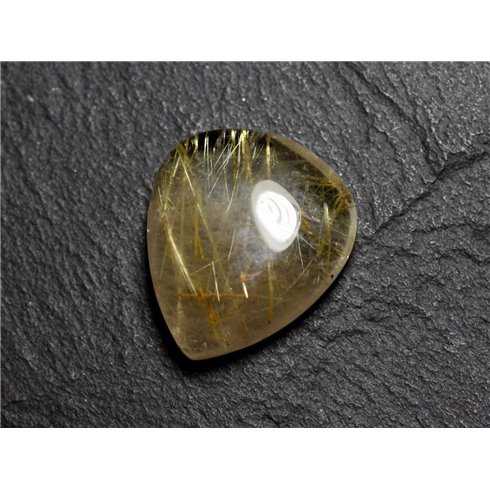 N54 - Cabochon Pierre - Quartz Rutile doré Goutte 22x19mm - 8741140002647 