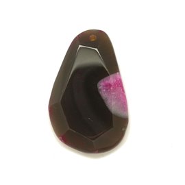 N13 - Stone Pendant - Pink agate and faceted drop quartz 65mm - 8741140001688 