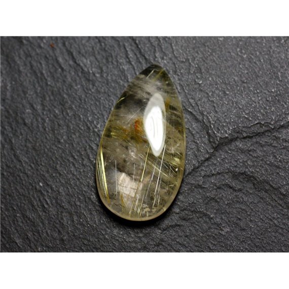 N61 - Cabochon Pierre - Quartz Rutile doré Goutte 30x16mm - 8741140002715 