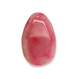 N18 - Ciondolo in pietra - Agata rosa e quarzo a goccia sfaccettato 63 mm - 8741140001732 