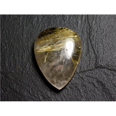 N62 - Cabochon Pierre - Quartz Rutile doré Goutte 28x22mm - 8741140002722 