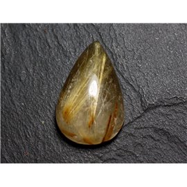 N63 - Cabochon Stone - Golden Rutile Quartz Drop 30x19mm - 8741140002739 