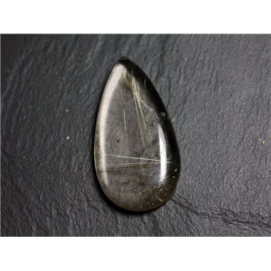 N65 - Cabochon Pierre - Quartz Rutile doré Goutte 44x24mm - 8741140002753 