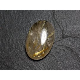 N74 - Cabochon Pierre - Quarzo rutilo ovale dorato 25x17mm - 8741140002845 