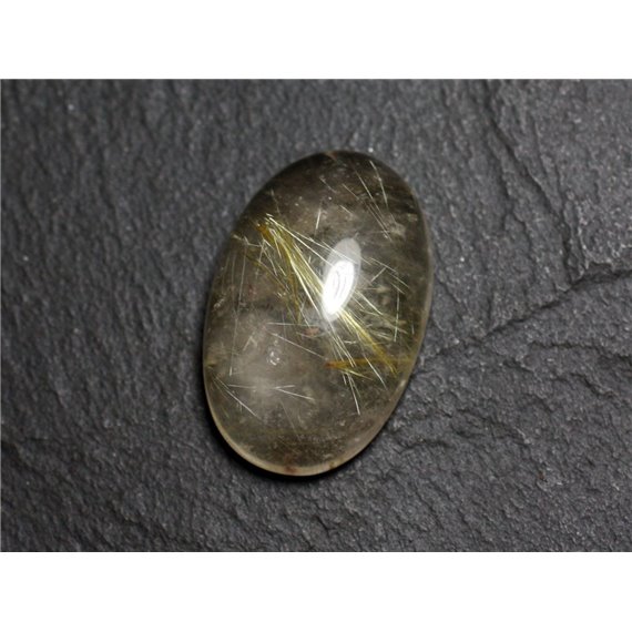 N75 - Cabochon Pierre - Quartz Rutile doré Ovale 26x17mm - 8741140002852 