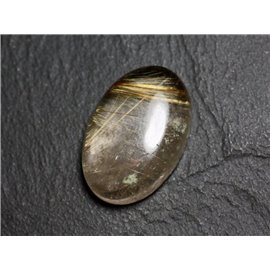 N77 - Cabochon Pierre - Quarzo rutilo ovale dorato 27x18mm - 8741140002876 